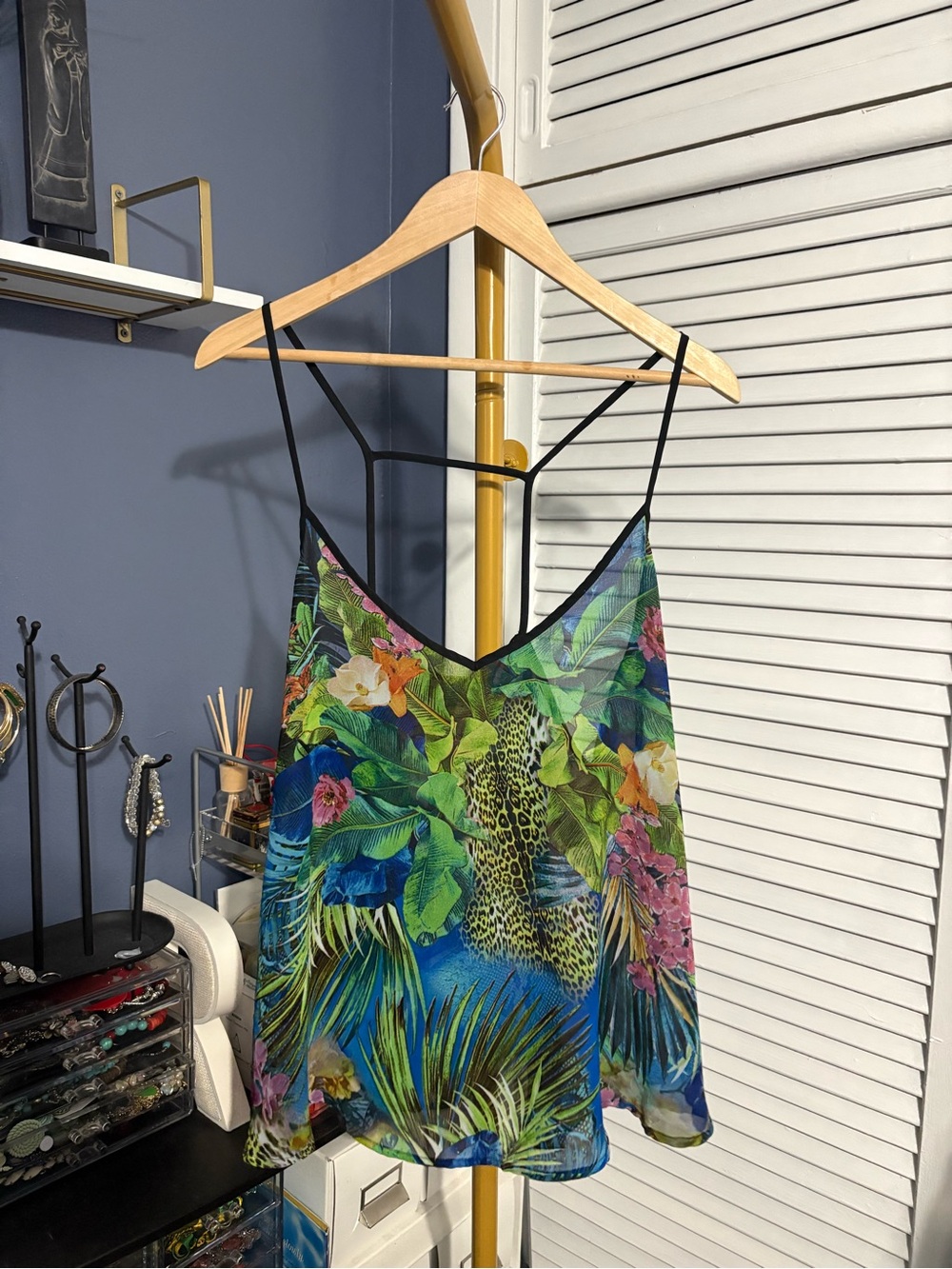 Forever 21 Plus Bright Green and Pink Tropical Leopard Cami